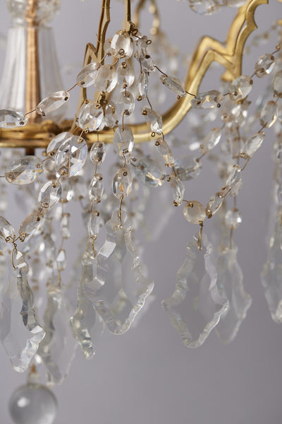 Late 19th Century French Gothic Revival Gilt Bronze & Crystal Chandelier