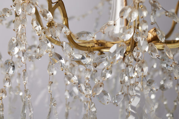 Late 19th Century French Gothic Revival Gilt Bronze & Crystal Chandelier