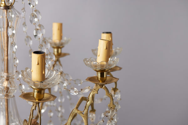 Late 19th Century French Gothic Revival Gilt Bronze & Crystal Chandelier