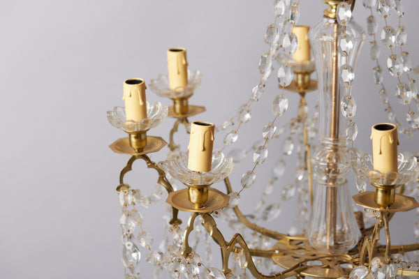 Late 19th Century French Gothic Revival Gilt Bronze & Crystal Chandelier