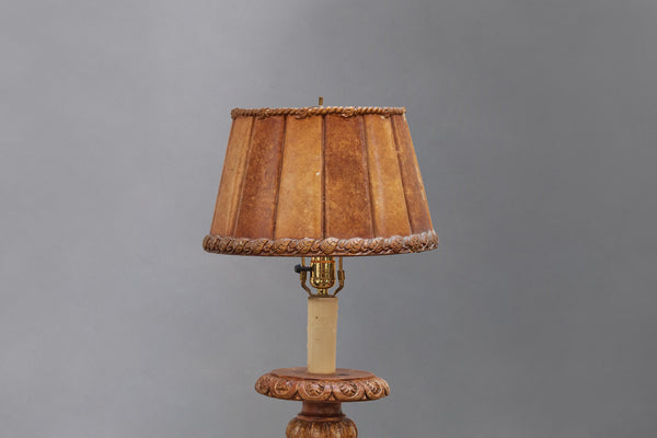 Mica Fluted Lampshade in Two-Tones with Gilt Gesso Border