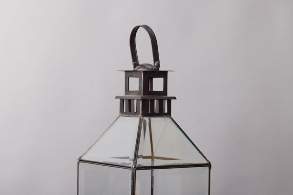 Large Ring Top Beveled Glass Lantern
