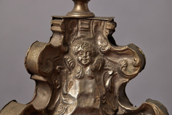 Pair Italian 17th Century Repousse Pricket Sticks