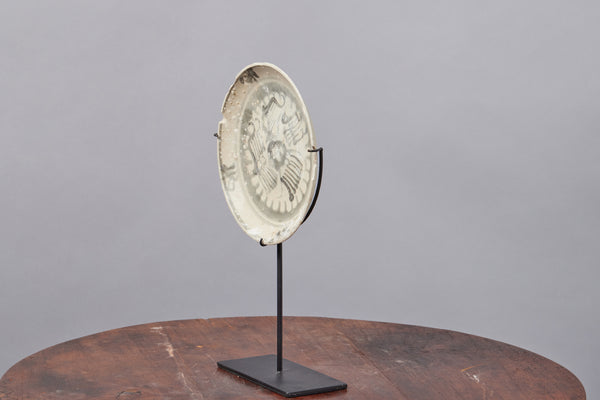 Shipwreck Late 18th/Early 19th Century Blue & White Export Trade Plate Mounted on Stand