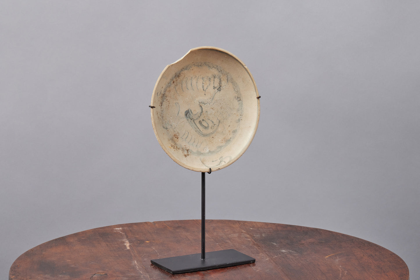 Shipwreck Late 18th/Early 19th Century Blue & White Export Trade Plate Mounted on Stand