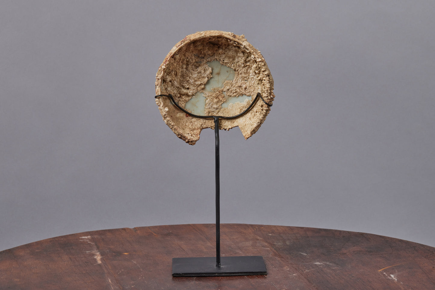 17th Century Shipwreck Tea Bowl Cover Mounted on Stand