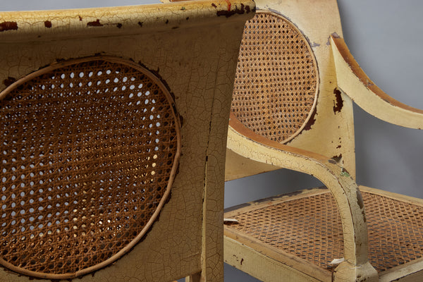 Set of Four Dutch Colonial Teak & Cane Chairs