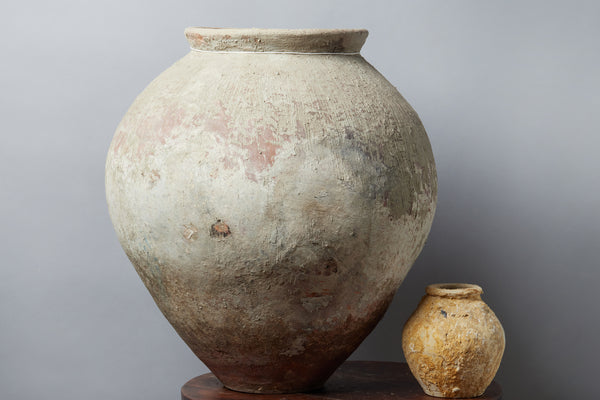 Large Limed Sumatran Terra Cotta Jar