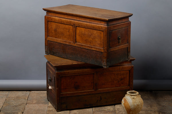 Pair of 19th Century Tibetan Tiger Maple Scholars Chest