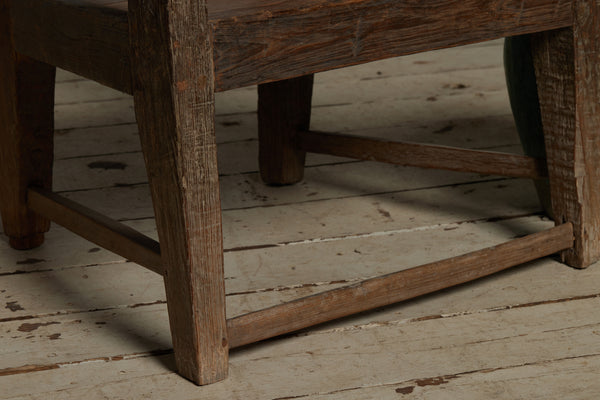 Low Primitive Dutch Colonial Teak Lounge Chair from Sumatra