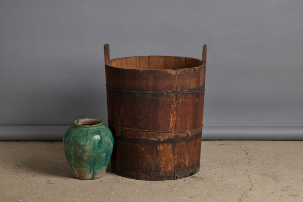 Double Handled Ethnic Chinese Teak Barrel from Jakarta