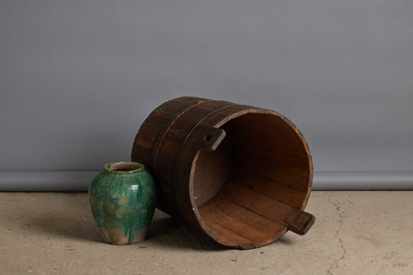 Double Handled Ethnic Chinese Teak Barrel from Jakarta