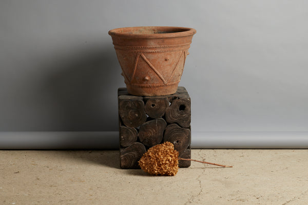 Pair of Large Decorated Mossy Terra Cotta Pots