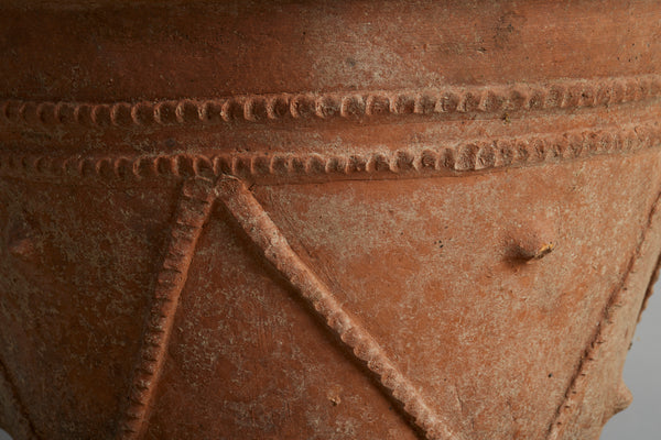 Pair of Large Decorated Mossy Terra Cotta Pots