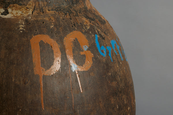 Large Portuguese Terra Cotta Oil Jar with Markings