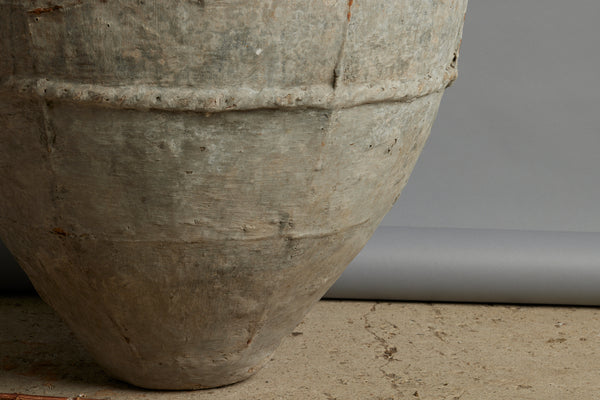 Terra Cotta Jar with Four Decorated Bands and Vertical Ribbing from Borneo
