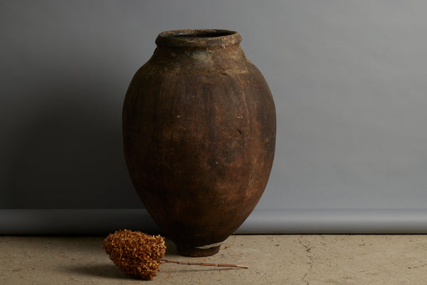 19th Century Portuguese Terra Cotta Oil Jar with Markings