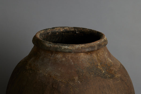 19th Century Portuguese Terra Cotta Oil Jar with Markings