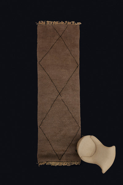 Natural Grey Beni Ourain with Dark Block Diamond Motif ................ (3' 9'' x 12' 9'')