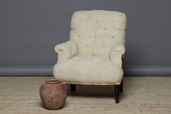 French Late Nineteenth Century Tufted Rolled Arm Chair