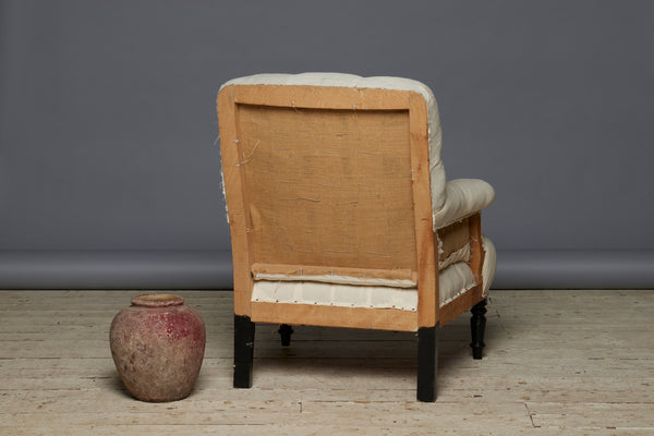French Late Nineteenth Century Tufted Rolled Arm Chair