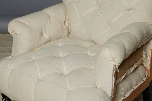 French Late Nineteenth Century Tufted Rolled Arm Chair