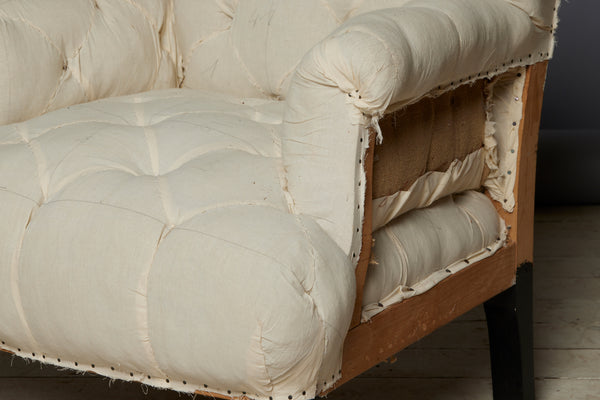French Late Nineteenth Century Tufted Rolled Arm Chair