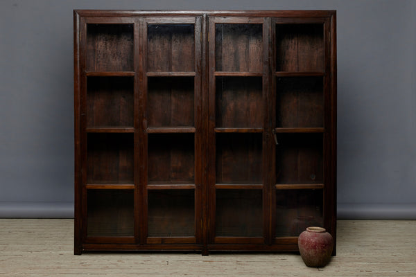 19th Century Four Door Teak Glass Fronted Bibliotheque Cabinet