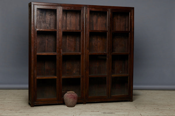 19th Century Four Door Teak Glass Fronted Bibliotheque Cabinet