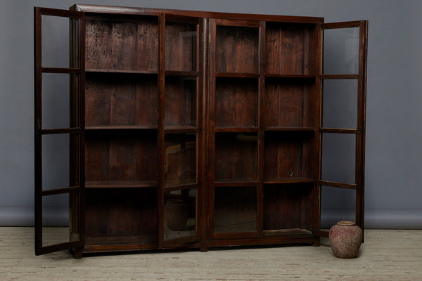 19th Century Four Door Teak Glass Fronted Bibliotheque Cabinet