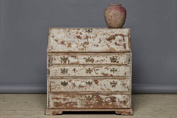 Spanish 18th Century Slant Front Secretariat Desk in Interesting Painted Patina Finish