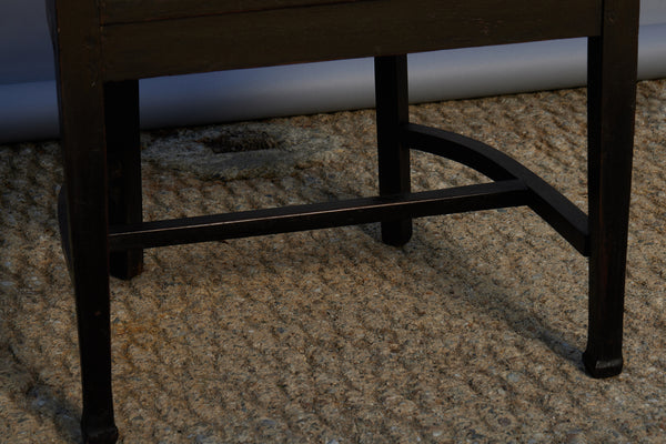 Pair of Barrel Backed Arts & Craft Ebonized Teak Armchairs from Java