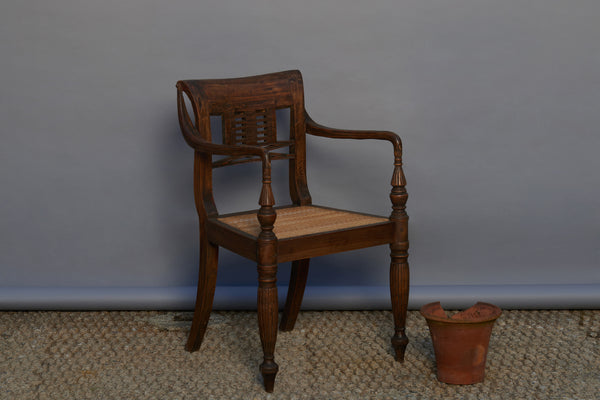 Set of 4 Teak & Rattan Raffles Chairs