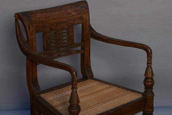Set of 4 Teak & Rattan Raffles Chairs