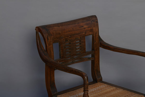 Set of 4 Teak & Rattan Raffles Chairs