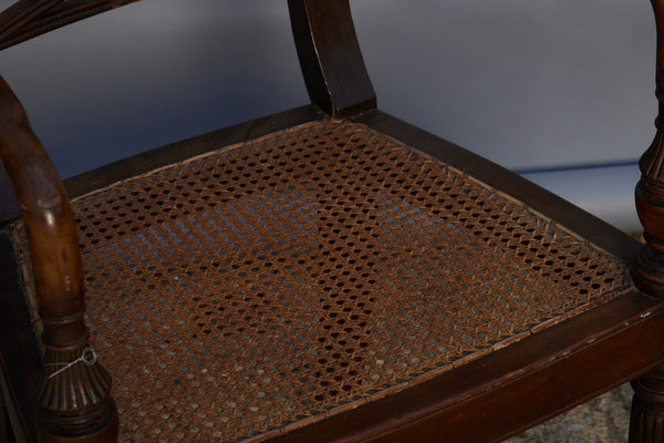 Pair of Rare 19th C. Teak & Rattan Ladder-back Raffles Chairs