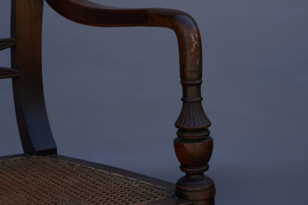 Pair of Rare 19th C. Teak & Rattan Ladder-back Raffles Chairs