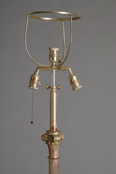 Silver Plated Spanish Adjustable Floor Lamp with Corinthian Capitol