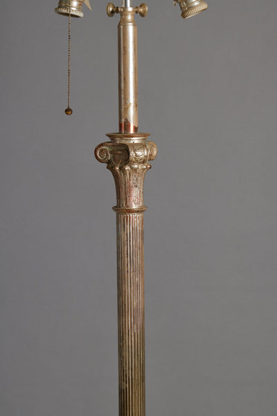 Silver Plated Spanish Adjustable Floor Lamp with Corinthian Capitol