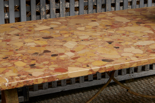 Late 19th Century Italian Dining Table with a Verdigris Base & Rouge Mélange Marble Top