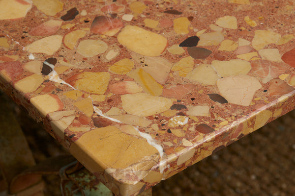 Late 19th Century Italian Dining Table with a Verdigris Base & Rouge Mélange Marble Top