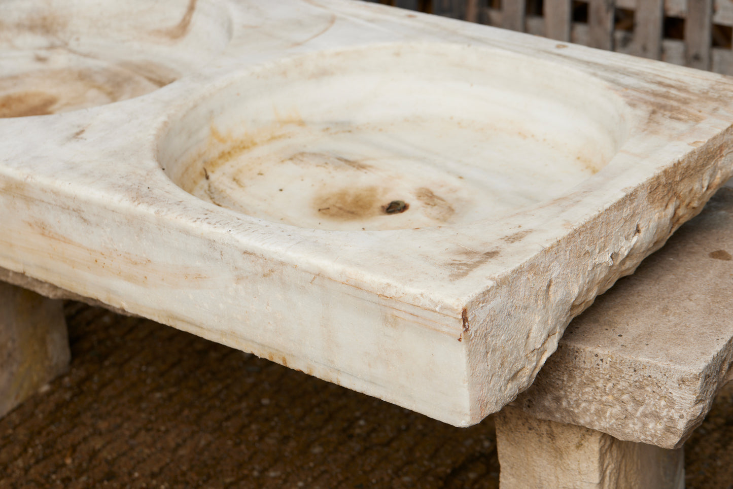 Early 19th Century Spanish White Marble Two Basin Garden Sink