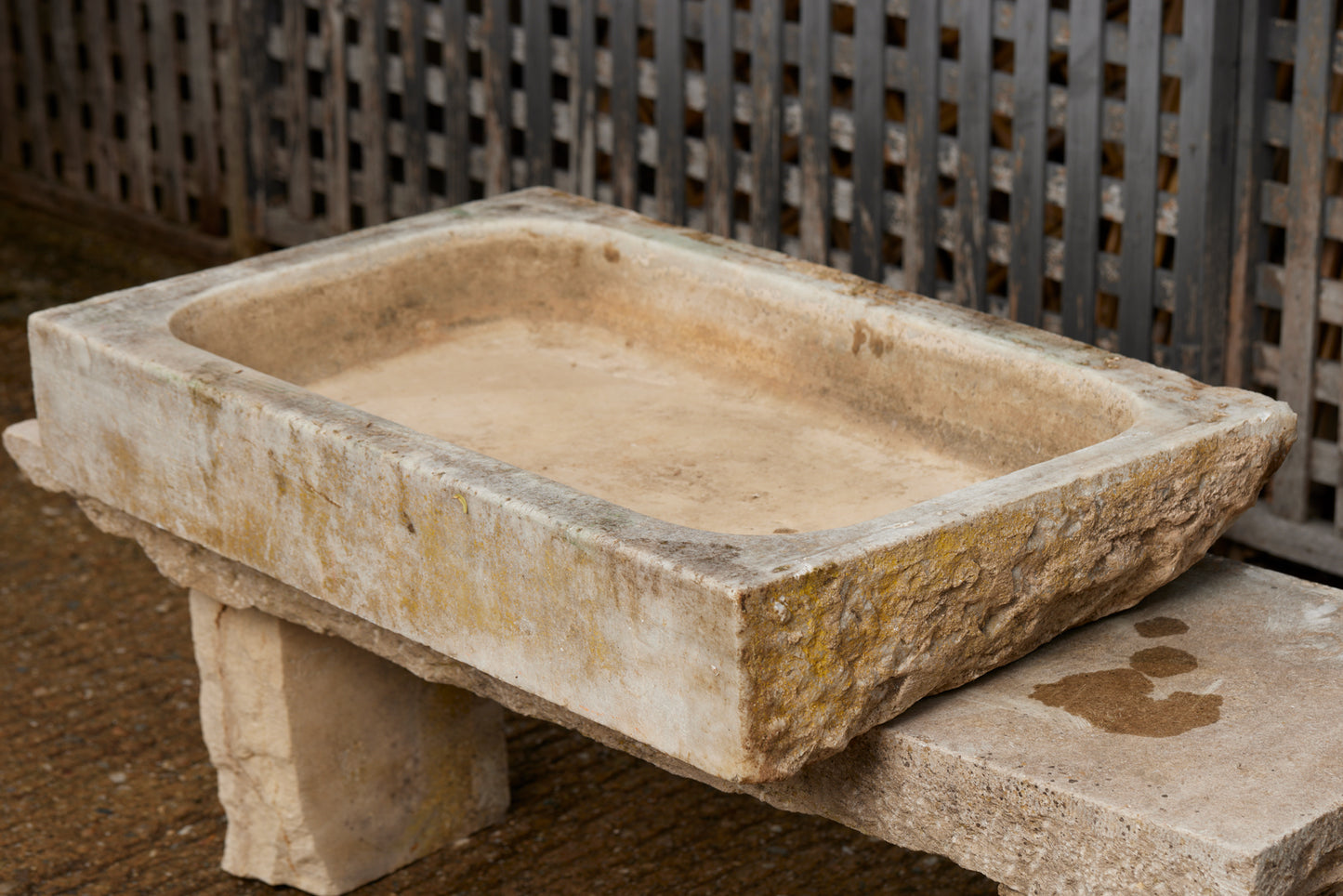 18th Century French White Marble Rectangular Farm Sink