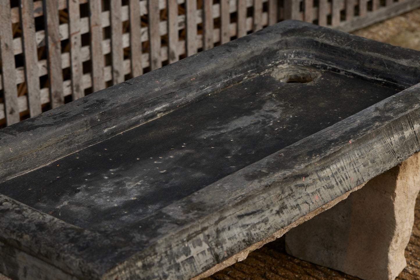 18th Century Carved Slate Sink from Anjou, France