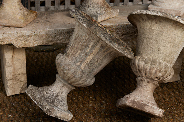 Set of Six Classical French Cast Stone Urns by Grandon Frères