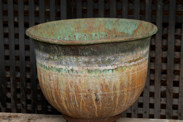 Late 19th Century French Industrial Cooking Vessel on Iron Stand