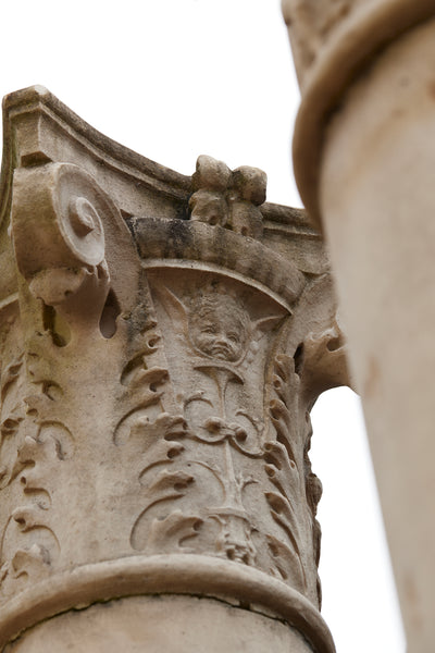 Set of Four Cast Fiberglass Neoclassical French Columns with Stylized Corinthian Capitals