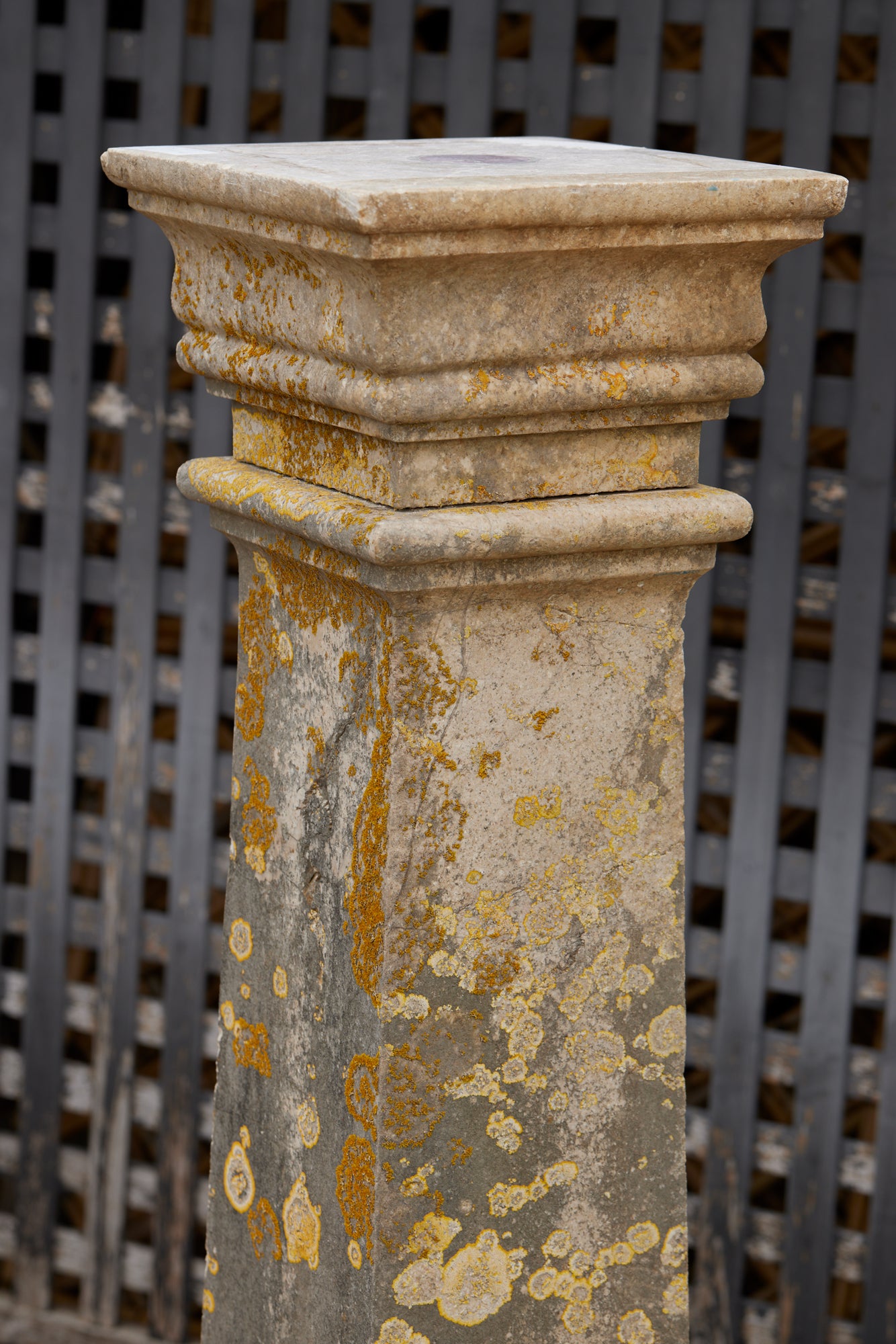 Early 19th Century Limestone Pedestal with Beautiful Lichen Patination
