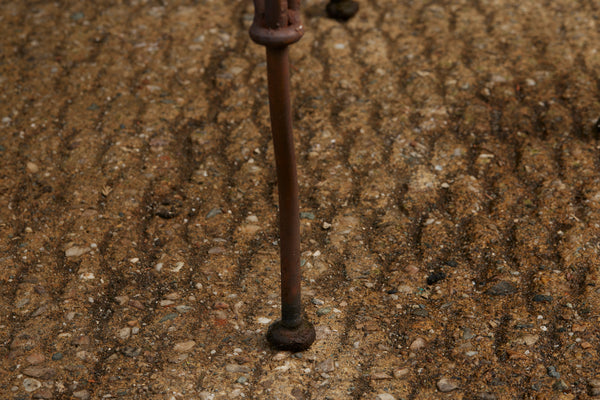 Pair of Iron Garden Armchairs with Wrought Braid & Scroll Detail and Woven Seats
