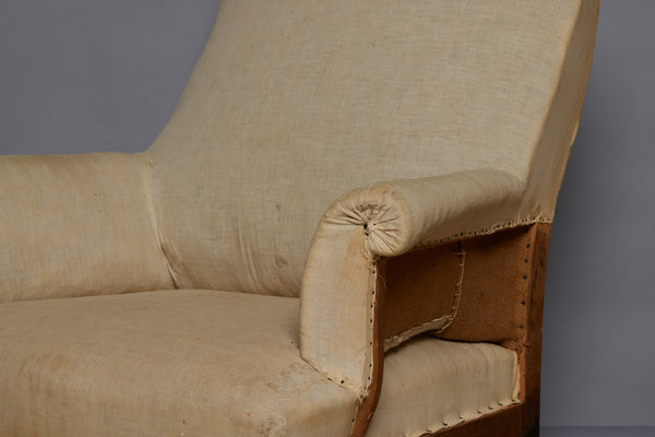 Pair of Late 19th Century French Upholstered Armchairs with Crested Backs